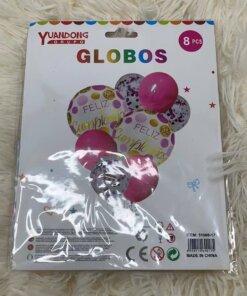 GLOBOS ROSADOS CUMPLEAÑOS 1UND (8PCS)
