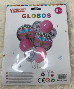 GLOBOS ROSADOS CUMPLEAÑOS 1UND (8PCS)