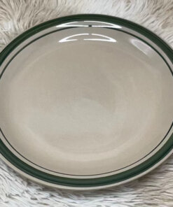 PLATO BEIGE CERÁMICA CON BORDE VERDE 10.5#