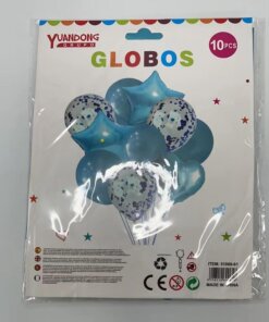GLOBOS COLOR CELESTES CON CONFETI 1UND (10PCS)