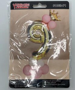 GLOBO PARA FIESTA NUMÉRICO 9 CON CORONA 32" 1UND