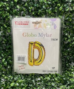 GLOBO METÁLICO DORADO LETRA D 75CM 1UND