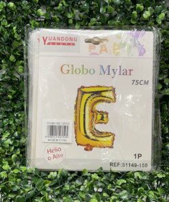 GLOBO METÁLICO DORADO LETRA E 75CM 1UND