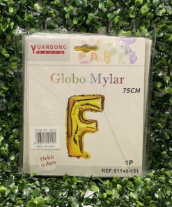 GLOBO METÁLICO DORADO LETRA F 75CM 1UND