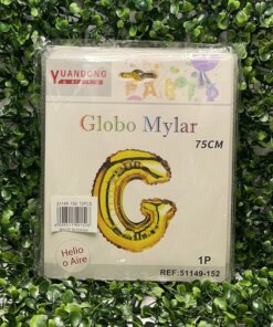 GLOBO METÁLICO DORADO LETRA G 75CM 1UND
