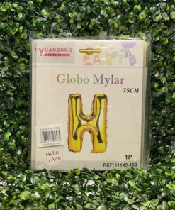 GLOBO METÁLICO DORADO LETRA H 75CM 1UND