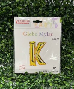 GLOBO METÁLICO DORADO LETRA K 75CM 1UND