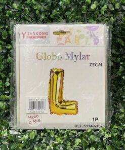 GLOBO METÁLICO DORADO LETRA L 75CM 1UND