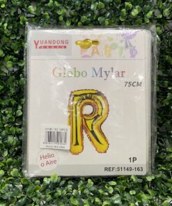 GLOBO METÁLICO DORADO LETRA R 75CM 1UND