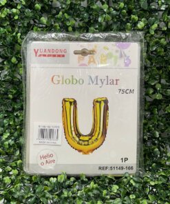 GLOBO METÁLICO DORADO LETRA U 75CM 1UND