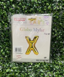 GLOBO METÁLICO DORADO LETRA X 75CM 1UND