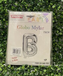 GLOBO METÁLICO PLATEADO LETRA B 75CM 1UND