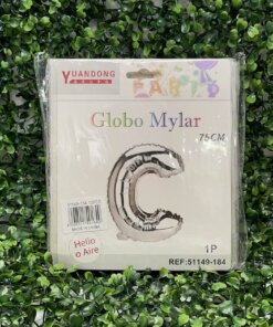 GLOBO METÁLICO PLATEADO LETRA C 75CM 1UND