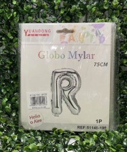 GLOBO METÁLICO PLATEADO LETRA R 75CM 1UND