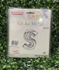 GLOBO METÁLICO PLATEADO LETRA S 75CM 1UND