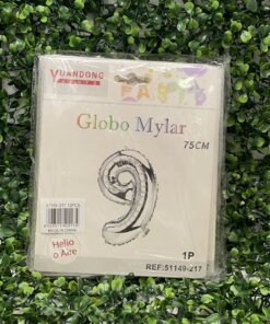 GLOBO METÁLICO PLATEADO #9 75CM 1UND