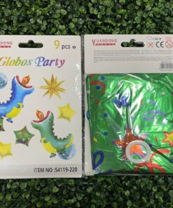 SET DE GLOBOS METÁLICOS PARA FIESTA DE DINOSAURIO 1UND (9PCS)