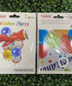 SET DE GLOBOS METÁLICOS PARA FIESTA DE AVIÓN 1UND (7PCS)
