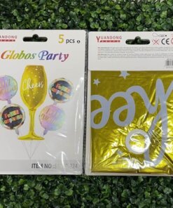 SET DE GLOBOS METÁLICOS PARA FIESTA DE CHAMPÁN 1UND (5PCS)