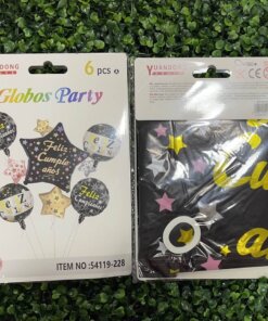 GLOBOS METÁLICOS PARA FIESTA DE ESTRELLA NEGRO 1UND (6PCS)