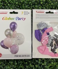 SET DE GLOBOS PARA FIESTA DE MORADO/ROSADO 1UND (7PCS)