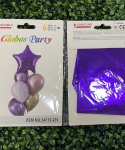 SET DE GLOBOS METÁLICOS PARA FIESTA DE ESTRELLA MORADO 1UND (6PCS)