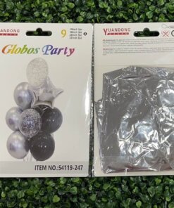 SET DE GLOBOS PARA FIESTA DE ESTRELLA PLATEADO 1UND (9PCS)