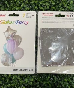 SET DE GLOBOS PARA FIESTA DE ESTRELLA PLATEADA 1UND (7PCS)
