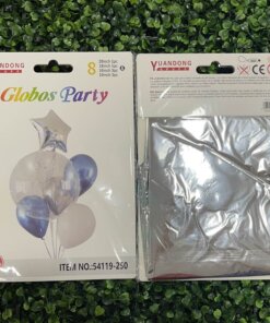 SET DE GLOBOS PARA FIESTA DE ESTRELLA PLATEADA 1UND (8PCS)