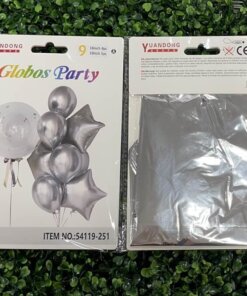 SET DE GLOBOS PARA FIESTA DE ESTRELLA PLATEADA 1UND (9PCS)
