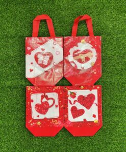 BOLSA ECOLÓGICA PLÁSTICA DE CORAZÓN ROJO 23X22X11CM 1UND