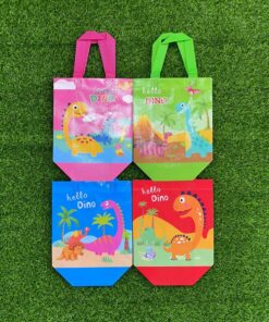 BOLSA ECOLÓGICA PLÁSTICA DE DINOSAURIO 23X22X11CM 1UND