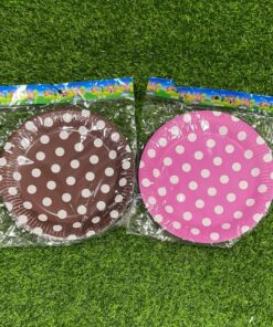 SET DE PLATO DE PAPEL PARA FIESTA 9" COLOR LISO CON PUNTO 1UND (10PCS)