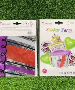 SET DE GLOBO METÁLICO DE BIRTHDAY Y QUEQUE 1UND (5PCS)