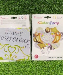 SET DE GLOBO METÁLICO DE HAPPY ANNIVERSARY 1UND (13PCS)