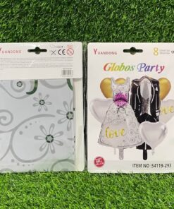 SET DE GLOBOS METÁLICO DE TRAJE Y VESTIDO LOVE 1UND (8PCS)