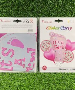 SET DE GLOBO METÁLICO DE PIE IT´S A GIRL 1UND