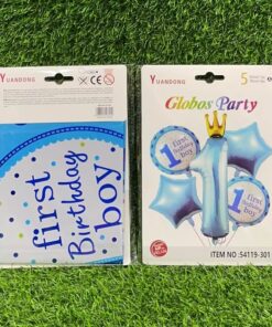 SET DE GLOBOS METÁLICO DE #1 BIRTHDAY BOY 1UND (5PCS)