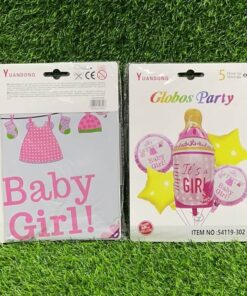 SET DE GLOBOS METÁLICO DE CHUPÓN IT´S A GIRL BABY 1UND (5PCS)
