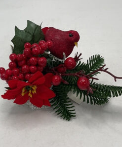 FLOR NAVIDEÑA CON PÁJARO ROJO 1UND