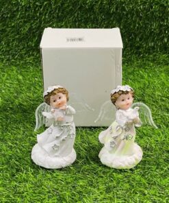 ADORNO CERÁMICA DE ANGELITO CON LUZ 1UND (2PCS)