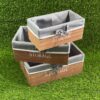 SET DE CAJA MADERA CON EMPAGAR DE TELA DE RECTÁNGULA 1UND (3PCS)