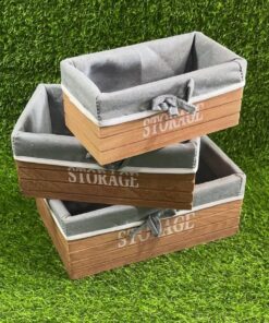SET DE CAJA MADERA CON EMPAGAR DE TELA DE RECTÁNGULA 1UND (3PCS)