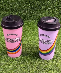 VASO CON TAPA DE ARCO IRIS 450ML 1UND