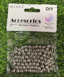 ACCESORIOS DE PERLA PLATEADA / DORADA 6MM 1UND (80PCS)