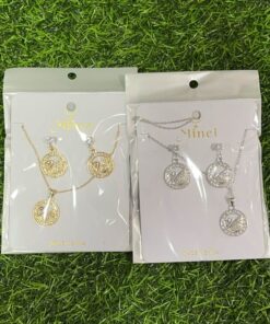 JUEGO DE CADENA CON ARETES DE CÍRICULO CON CISNE 1UND
