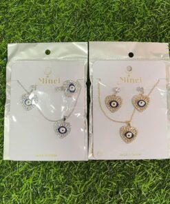 JUEGO DE CADENA CON ARETES DE CORAZÓN OJO 1UND