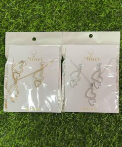 JUEGO DE CADENA CON ARETES DE 2 CORAZONES 1UND