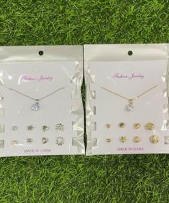 JUEGO DE CADENA CON ARETES DE DIAMANTE 1UND