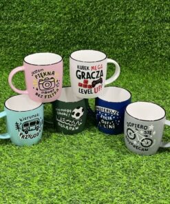 JARRA CERÁMICA DE COLOR LISA CON DISEÑOS Y FRASES 1UND